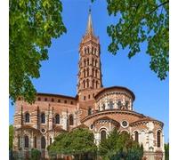 Tableau sur toile Basilique Saint-Sernin de Toulouse 30x30 cm CEANOTHE Décoration Murale Art Décoratif Muraux Peinture Imprimée en HD Salon Chambre Bureau Fabriqué en France Multicolore G
