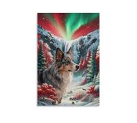 Tableau Sur Toile Berger Australien Tableau Decoration Murale Salon Cascade Aurore Peinture Sur Toile Maison Décorations Pour Cuisine, Salon, Chambre Adulte Cadeau Original 12x18inch(30x45cm)