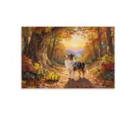 Tableau Sur Toile Berger Australien Tableau Decoration Murale Salon Moderne Citrouille dans les Bois Peinture Sur Toile Déco Maison Pour Chambre À Coucher Salon Entrée Idée Cadeau 08x12inch(20x30cm)