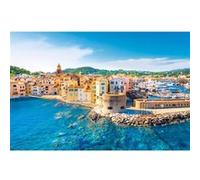 Tableau sur toile bord de mer à Saint-Tropez 65x97 cm CEANOTHE Décoration Murale Art Décoratif Muraux Peinture Imprimée en HD Salon Chambre Bureau Fabriqué en France Bleu G