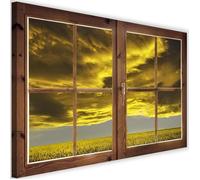 Tableau sur toile Cadre Image murale moderne Canevas Fenetre Arbre Nuages 60x40