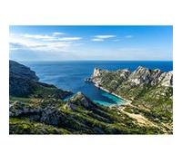 Tableau sur toile calanque de Sormiou vue du haut 45x65 cm CEANOTHE Décoration Murale Art Décoratif Muraux Peinture Imprimée en HD Salon Chambre Bureau Fabriqué en France Multicolore G