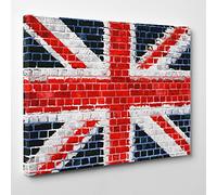 Tableau sur toile canvas - encadré - prêt à accrocher - UK Londres drapeau anglais - UNION Jack FLAG - England LONDON - 30 x 40 cm - Sans cadre - (code 317)