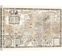 Tableau sur toile, carte du monde - Anonyme, Nova et Aucta Orbis Terrae Descriptio, 1569 - 70x50 cm