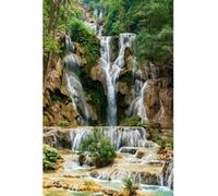 Tableau sur toile cascade Laos 30x45 cm CEANOTHE Décoration Murale Art Décoratif Muraux Peinture Imprimée en HD Salon Chambre Bureau Fabriqué en France Vert G