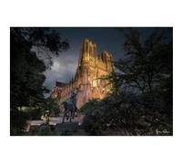 Tableau sur toile cathédrale Jeanne d'Arc à Reims 45x65 cm CEANOTHE Décoration Murale Art Décoratif Muraux Peinture Imprimée en HD Salon Chambre Bureau Fabriqué en France Multicolore