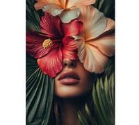 Tableau sur toile CEANOTHE Portrait vision florale 80x120 cm Rouge