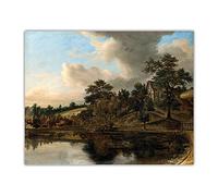 Tableau sur toile Célèbre Jacob van Ruisdael"A wooded landscape with a cottage by a la" Impression sur toile-Abstrait Tableaux Mural-Reproduction de peintures célèbres 70x91cm Sans cadre
