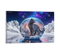 Tableau Sur Toile Chat Bleu Russe Tableau Decoration Murale Salon Moderne Cèdre de Montagne Enneigée Peinture Sur Toile Déco Maison Pour Cuisine, Salon, Chambre Idée Cadeau 12x18inch(30x45cm)
