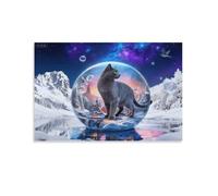 Tableau Sur Toile Chat Bleu Russe Tableau Decoration Murale Salon Moderne Cèdre de Montagne Enneigée Peinture Sur Toile Déco Maison Pour Salon Chambre Cuisine Cadeau Original 08x12inch(20x30cm)