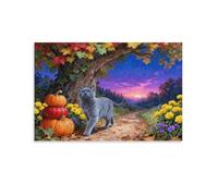 Tableau Sur Toile Chat Bleu Russe Tableau Decoration Murale Salon Moderne Grand Arbre à Citrouilles Peinture Sur Toile Déco Maison Pour Chambre À Coucher Salon Entrée Idée Cadeau 16x24inch(40x60cm)