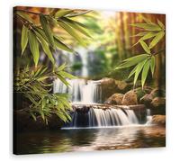 Tableau sur toile Chute d'eau Pierres zen décoration artistique - FEEBY - 30x30 cm