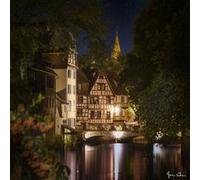 Tableau sur toile clocher cathédrale de Strasbourg la nuit 45x45 cm CEANOTHE Décoration Murale Art Décoratif Muraux Peinture Imprimée en HD Salon Chambre Bureau Fabriqué en France Multicolore G