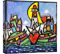 Tableau sur toile coloré - Wallas - Le cœur - 40x40 cm