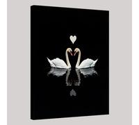 Tableau sur Toile Couple de cygnes amoureux Mur Art Photos 30 x 20 cm Moderne Decor Murale Prête à Accrocher pour Chambre Bain Salon Chambre Restaurant Bar Café