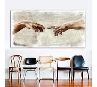Tableau sur toile Création d'Adam ! La main de Dieu! Religion Classique Mur Photos Salon Célèbre Art Print Affiches 40x80cm Sans Cadre