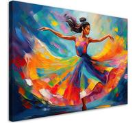 Tableau sur toile Danseuse ballerine colorée décoration murale - FEEBY - 100x70 cm