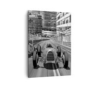 Tableau sur Toile Décoratif 50x70 cm Noir et Blanc Autos - 4843