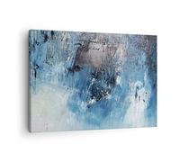 Tableau sur Toile Décoratif 70x50 cm Abstrait Art - 4155 | Abstraction Bleu Noir Impression sur Toile Décoration Murale Art Mural Toile Imprimée Salon Chambre Cuisine ARTTOR