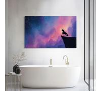 Tableau sur Toile Design Violet Cartoon Galaxie Animal Licorne 90L x 60l cm, Décoration Murale Moderne Encadrée Fantaisie pour Salon et Chambre - Impression Haute Définition Prête à Accrocher