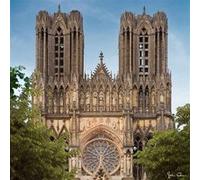 Tableau sur toile détail cathédrale de Reims 65x65 cm CEANOTHE Décoration Murale Art Décoratif Muraux Peinture Imprimée en HD Salon Chambre Bureau Fabriqué en France Multicolore