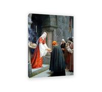 Tableau sur Toile Edmund Leighton La Charité de Sainte Elisabeth de Hongrie Impression sur toile Reproduction d'Art Victorienne et Romantique Décoration pour Salon 85x60cm(33x24in)Cadre intérieur