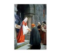 Tableau sur Toile Edmund Leighton La Charité de Sainte Elisabeth de Hongrie Impression sur toile Reproduction d'Art Victorienne et Romantique Décoration pour Salon 100x70cm(33x28in)Sans cadre