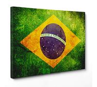 Tableau sur toile - encadré - Prêt à accrocher - Drapeau national du Brésil - Brésilien - 30 x 40 cm - Sans cadre - (cod.1459)