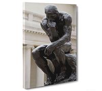 Tableau sur toile - encadré - Prêt à accrocher - Le penseur de Rodin - Statue - 30 x 40 cm - Sans cadre - (cod.1303)