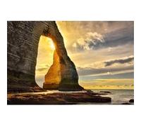 Tableau sur toile Etretat sunset 65x97 cm CEANOTHE Décoration Murale Art Décoratif Muraux Peinture Imprimée en HD Salon Chambre Bureau Fabriqué en France Jaune G