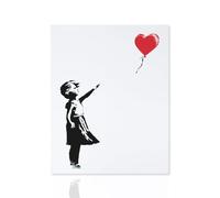 Tableau sur toile fille avec le ballon Tributo Banksy Impression sur toile Cadre en bois - Décoration moderne pour la maison Made in Italy