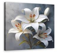 Tableau sur toile Fleurs Lys Blanc décoration intérieure - FEEBY - 30x30 cm