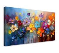 tableau sur toile Fleurs peintes colorées format décoratif universel contemporain élégant 100x50 cm