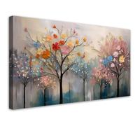 tableau sur toile format décoratif universel Arbres en fleurs Fleurs peintes contemporain élégant 80x40 cm