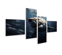 Tableau sur toile Gros plan d'un grand requin blanc - Toile 150x80 cm - 4 panneaux