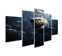Tableau sur toile Gros plan d'un grand requin blanc - Toile 170x80 cm - 5 panneaux