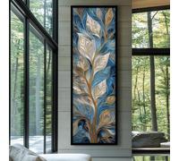 Tableau sur toile haute et fine, Tableau mural représentant un arbre long et étroit, Décoration murale verticale, Tableau sur toile encadrée pour bureau, hall ou chambre (65 x 195 cm / sans cadre)