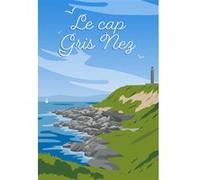 Tableau sur toile illustration cap Gris Nez 30x45 cm CEANOTHE Décoration Murale Art Décoratif Muraux Peinture Imprimée en HD Salon Chambre Bureau Fabriqué en France Bleu G