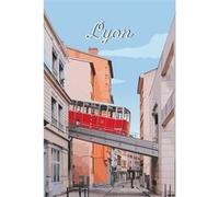 Tableau sur toile illustration funiculaire de Lyon 45x65 cm CEANOTHE Décoration Murale Art Décoratif Muraux Peinture Imprimée en HD Salon Chambre Bureau Fabriqué en France Bleu G