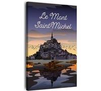 Tableau sur toile illustration Mont-Saint-Michel sunset 45x65 cm CEANOTHE Décoration Murale Art Décoratif Muraux Peinture Imprimée en HD Salon Chambre Bureau Fabriqué en France Violet G