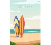 Tableau sur toile illustration plage de Biarritz 45x65 cm CEANOTHE Décoration Murale Art Décoratif Muraux Peinture Imprimée en HD Salon Chambre Bureau Fabriqué en France Beige G