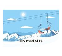 Tableau sur toile illustration télésiège Pyrénées 30x45 cm CEANOTHE Décoration Murale Art Décoratif Muraux Peinture Imprimée en HD Salon Chambre Bureau Fabriqué en France Blanc G