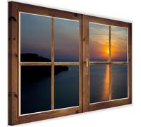 Tableau sur toile Image Art déco Cadre mural Canevas Fenetre Coucher de soleil Mer 60x40