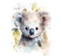Tableau sur toile koala aquarelle 30x45 cm CEANOTHE Décoration Murale Art Décoratif Muraux Peinture Imprimée en HD Salon Chambre Bureau Fabriqué en France Vert G