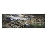 Tableau sur toile lac blanc de Chamonix 45x135 cm CEANOTHE Décoration Murale Art Décoratif Muraux Peinture Imprimée en HD Salon Chambre Bureau Fabriqué en France Gris G