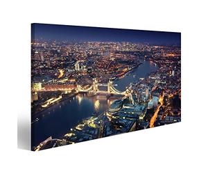 Tableau sur toile Londres la nuit avec les architectures urbaines et le Tower Bridge Peintures Impressions Art Poster Mural