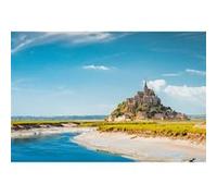 Tableau sur toile Marée Mont St-Michel 80x120 cm CEANOTHE Décoration Murale Art Décoratif Muraux Peinture Imprimée en HD Salon Chambre Bureau Fabriqué en France Bleu G