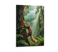 Tableau Sur Toile Martre des Pins Tableau Decoration Murale Salon Moderne Forêt Tropicale Humide Impression Sur Toile Déco Maison Pour Salle De Bain Bureau Cuisine Cadeau Original 12x18inch(30x45cm)