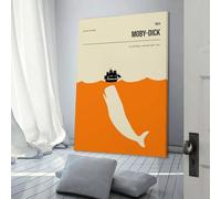 Tableau sur toile Moby Dick d'Herman Melville, décoration murale, poster pour bureau ou maison, œuvre d'art moderne et colorée, tendu sur châssis, facile à accrocher, 40 x 60 cm (16 x 24 pouces).