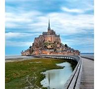 Tableau sur toile Mont-Saint-Michel 90x90 cm CEANOTHE Décoration Murale Art Décoratif Muraux Peinture Imprimée en HD Salon Chambre Bureau Fabriqué en France Bleu G